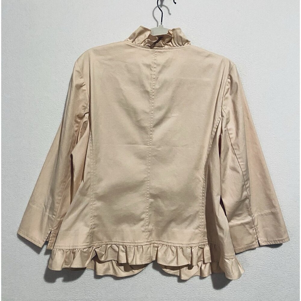Talbots Jacket Womens 12 Dusty Pink Ruffle Collar Pockets 3/4 Sleeve Cottagecore - Picture 4 of 6